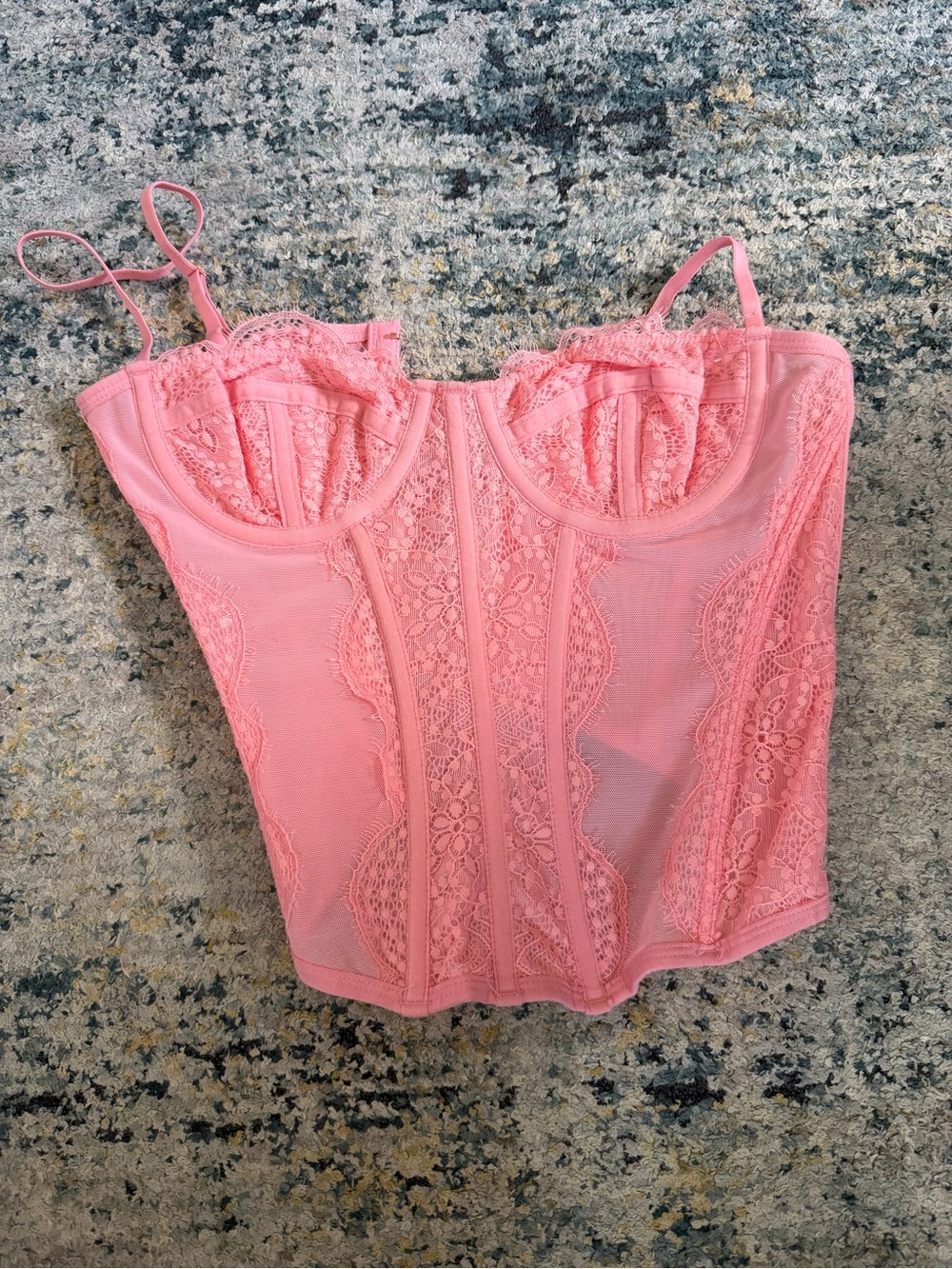 Women's Pink Lace Longline Bustier Corset Top